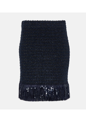 Oscar de la Renta Fringed tweed miniskirt