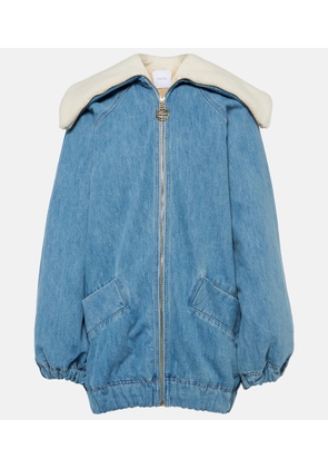 Patou Denim and faux shearling bomber jacket