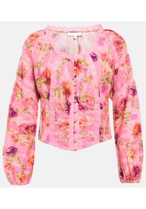LoveShackFancy Nayeem floral cotton bustier top