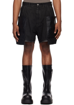 Rick Owens Gray & Black Stefan Denim Shorts