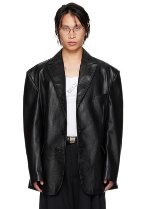 LU'U DAN Black CLOT Edition Oversized Tailored Faux-Leather Blazer