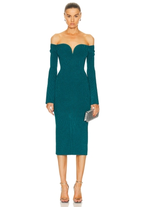 GALVAN Grace Long Sleeve Dress in Peacock - Blue. Size S (also in L).