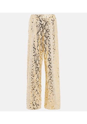 Oséree Metallic snake-print wide-leg pants