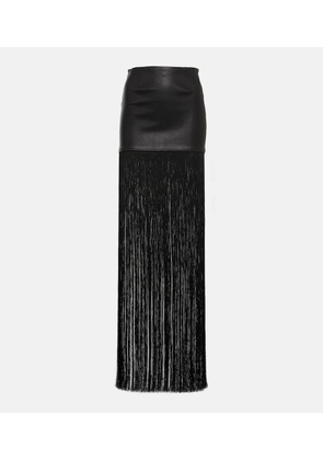Stouls Shanghai fringed leather maxi skirt