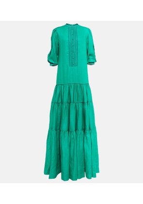 Costarellos Tiered linen maxi dress