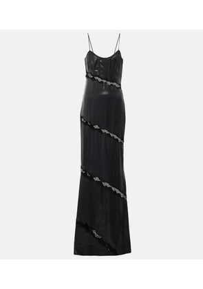 Alessandra Rich Lace-embroidered faux leather dress