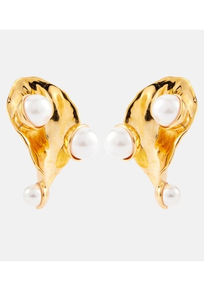 Oscar de la Renta Abstract Leaf embellished earrings