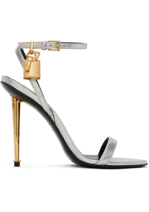 TOM FORD Silver Padlock Pointy Naked Heeled Sandals