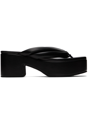 Dries Van Noten Black Padded Leather Heeled Sandals