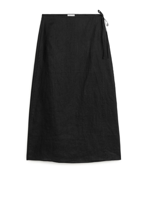 Linen Wrap Skirt - Black