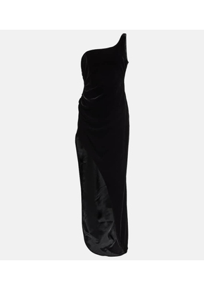 Alessandra Rich One-shoulder velvet maxi dress