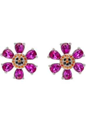 Collina Strada SSENSE Exclusive Pink & Silver Happy Flower Earrings