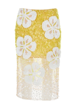 Des Phemmes Yellow And White Skirt Embroidered Wit Ibisco In Cotton Woman
