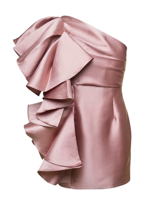 Solace London Pink Mini Dress With Ruffles At The Side In Techno Fabric Woman
