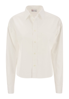 Red Valentino Cropped Shirt In Cotton Poplin