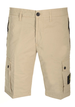 Stone Island Cargo Shorts In Sand-Colored Stretch Supima Cotton