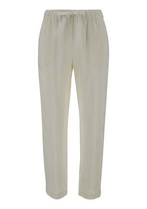Semicouture Off-White Pants With Drawstring In Viscose Woman
