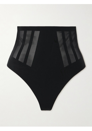 Commando - Luxe Control Stretch Mesh-trimmed Tech-jersey Thong - Black - x small,small,medium,large,x large