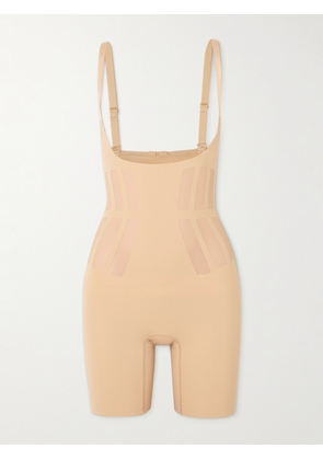 Commando - Luxe Control Stretch Mesh-trimmed Tech-jersey Bodysuit - Neutrals - x small,small,medium,large,x large