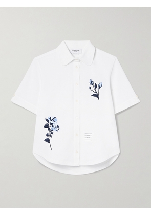 Thom Browne - Embroidered Cotton-piqué Shirt - White - IT36,IT38,IT40,IT42,IT44,IT46
