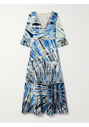 Emporio Sirenuse - Bella Embroidered Tie-dyed Cotton-voile Maxi Dress - Blue - IT38,IT40,IT42,IT44,IT50