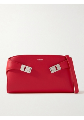 Ferragamo - Hug Embellished Leather Shoulder Bag - Red - One size