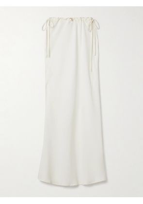 Sara Cristina - Ola Pearl-embellished Recycled Crepe De Chine Midi Skirt - White - x small,small,medium,large