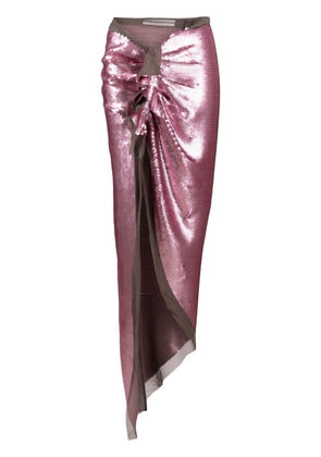Rick Owens sequinned asymmetric maxi skirt - Pink