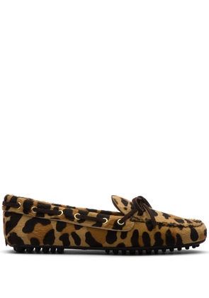 Car Shoe Animalier-print calf hair loafers - Brown