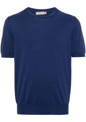 Canali crew-neck fine-knit T-shirt - Blue