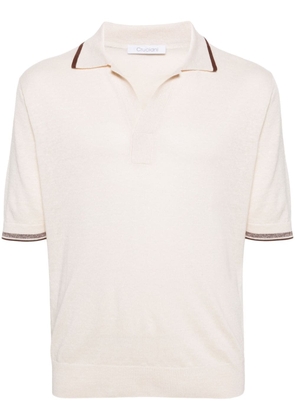 Cruciani V-neck linen-blend polo shirt - Neutrals
