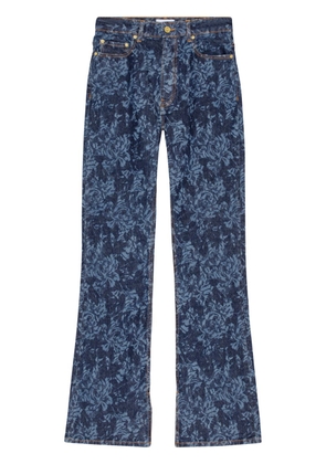 GANNI floral-print flared jeans - Blue
