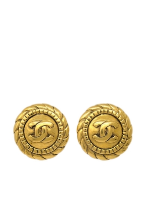 CHANEL Pre-Owned 1990-2000s CC button clip-on earrings - Gold