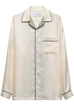Prada contrast-trim silk shirt - Neutrals