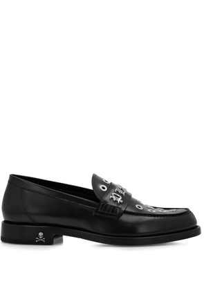 Philipp Plein eyelet-detail leather loafers - Black