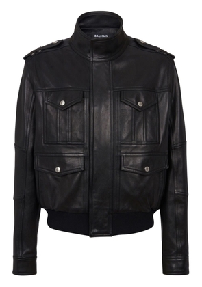 Balmain long-sleeve leather jacket - Black