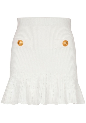 Balmain pleated knitted skirt - White