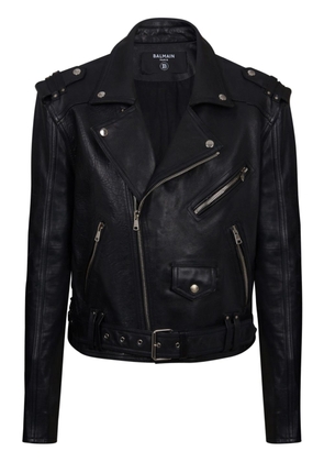 Balmain leather biker jacket - Black