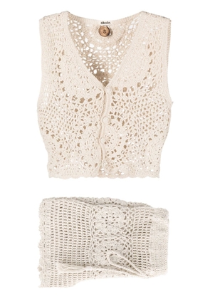 AKOIA SWIM open-knit cotton two-piece set - Neutrals