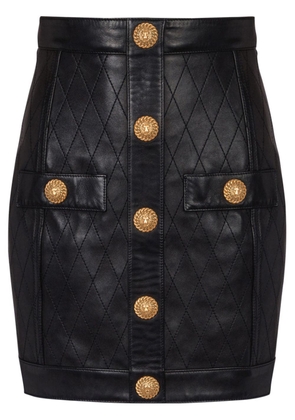 Balmain button-detail leather miniskirt - Black