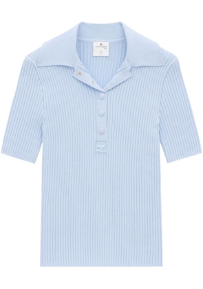 Courrèges ribbed-knit polo shirt - Blue