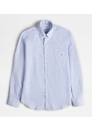 Tod's - Shirt in Linen, WHITE,LIGHT BLUE, L - Shirts