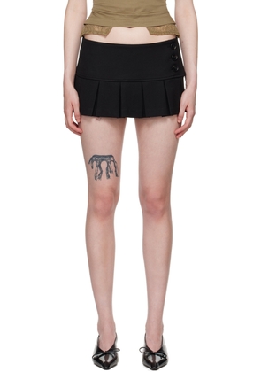 GUIZIO Black Pleated Micro Miniskirt