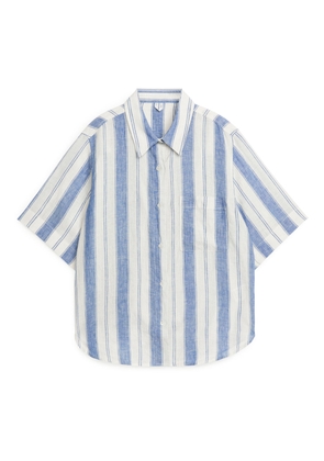 Short-Sleeved Linen Shirt - Blue