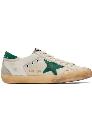 Golden Goose Off-White & Green Super-Star Sneakers