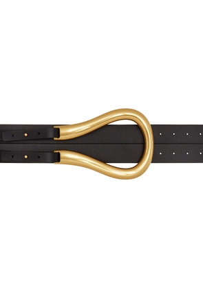 Bottega Veneta Black & Gold Large Horseshoe Buckle Belt