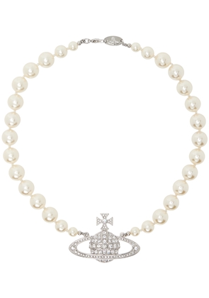 Vivienne Westwood White One Row Pearl Bas Relief Necklace