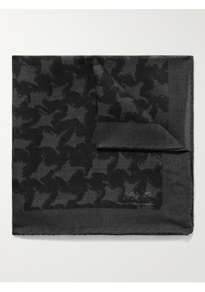 Mr P. - Printed Wool and Silk-Blend Voile Pocket Square - Men - Black