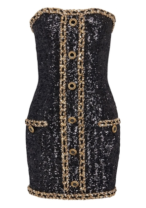 Balmain sequin-embellishment bustier minidress - Black