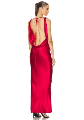 Mirror Palais Plunging Back Cowl Dress in Scarlett - Red. Size M (also in S, XS).